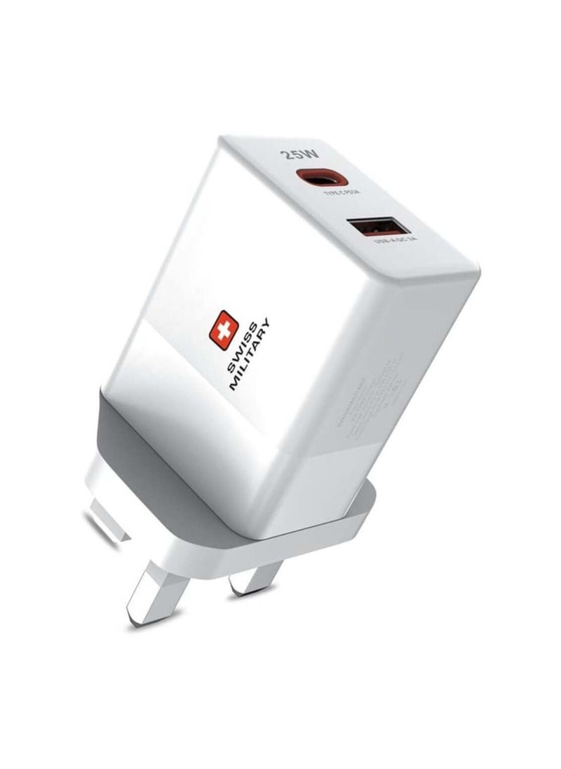 SWISS MILITARY - Swiss Military 25W Dual Port USB Charger White - Image 1