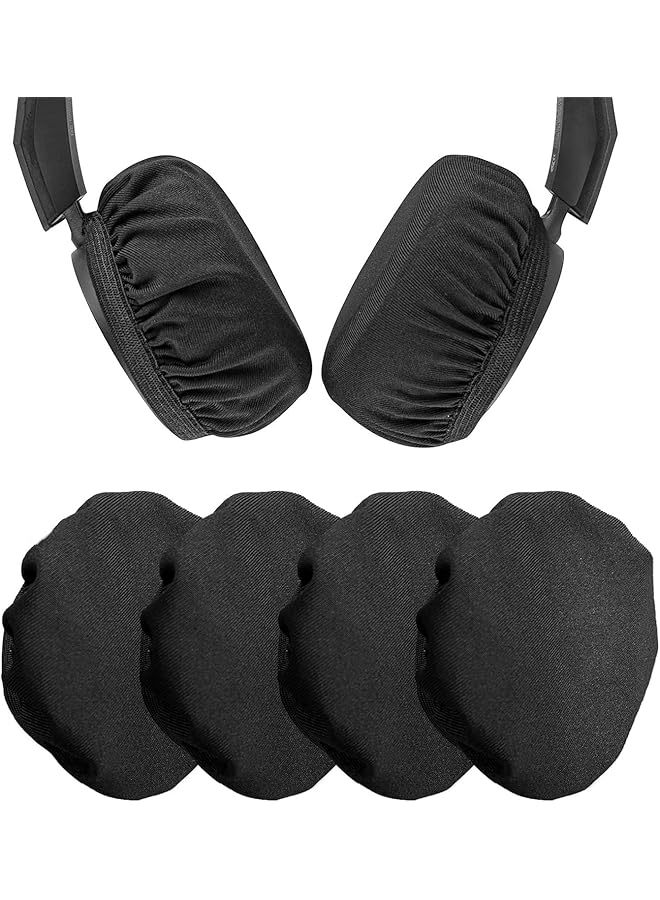 erorex Flex Fabric Headphones Ear Covers Sweat Cover Earcup Protectors For Over Ear Headset Ear Pads，Washable & Stretchable Sanitary，2 Pairs 9 10.5Cm Black - Image 1