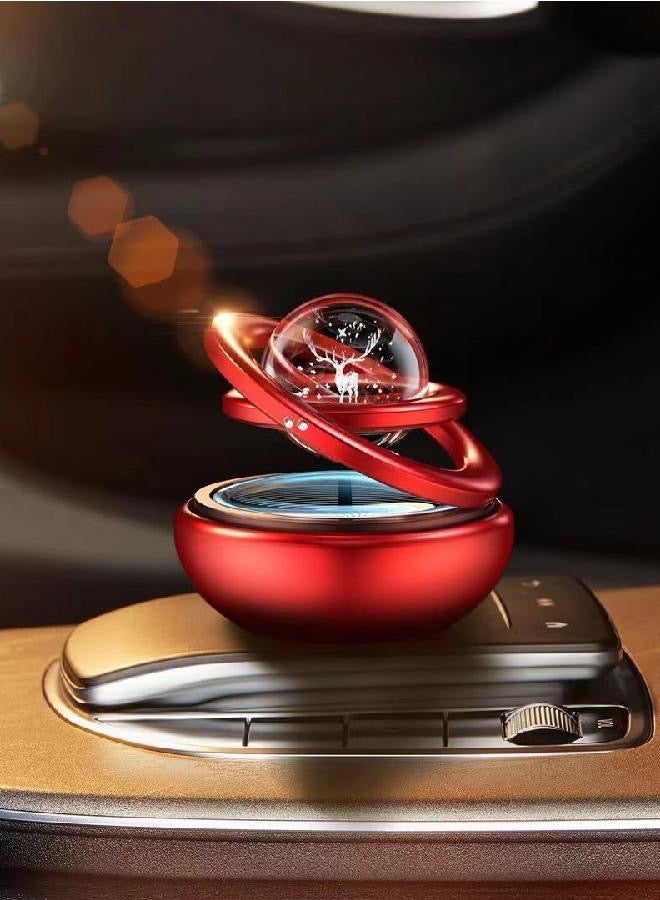 Car Air Freshener Solar Energy, Car and Home Interior Decoration Accessories Rotating Solar Powered Aromatherapy Diffuser(Red) - Image 1