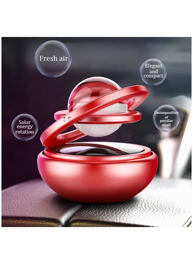 Car Air Freshener Solar Energy, Car and Home Interior Decoration Accessories Rotating Solar Powered Aromatherapy Diffuser(Red) - Image 3