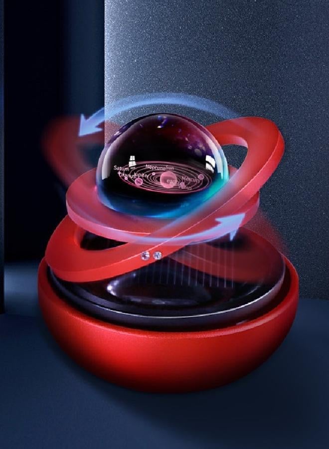 Car Air Freshener Solar Energy, Car and Home Interior Decoration Accessories Rotating Solar Powered Aromatherapy Diffuser(Red) - Image 2