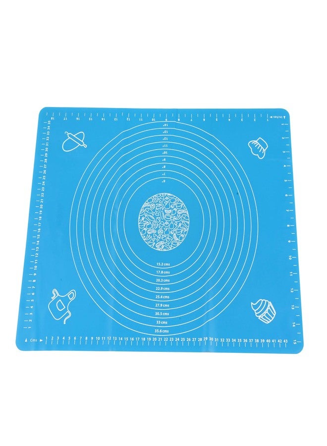 Cutting EDGE Baking Mat - Non Stick & Stretchable Ideal for Baking, Chapati Atta Kneading, Pastry, Thick and Large Rolling Mat with Measurments - Blue, Pack of 1 (50 X 40 Cm) - Image 1