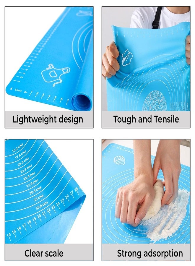 Cutting EDGE Baking Mat - Non Stick & Stretchable Ideal for Baking, Chapati Atta Kneading, Pastry, Thick and Large Rolling Mat with Measurments - Blue, Pack of 1 (50 X 40 Cm) - Image 2