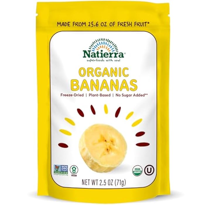 NATIERRA Organic Freeze-Dried Bananas USDA Certified Organic, Vegan & Non-GMO 2.5 Ounce (Pack of 1) - Image 1