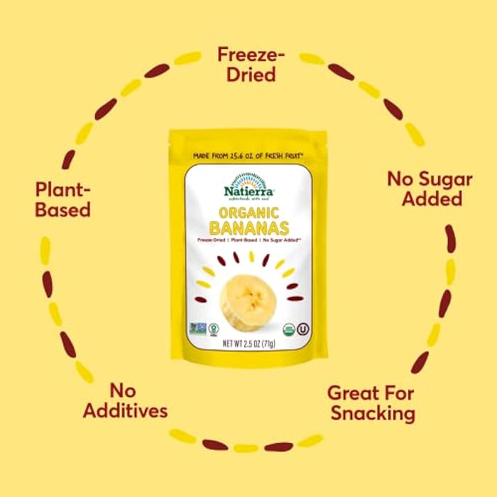 NATIERRA Organic Freeze-Dried Bananas USDA Certified Organic, Vegan & Non-GMO 2.5 Ounce (Pack of 1) - Image 3