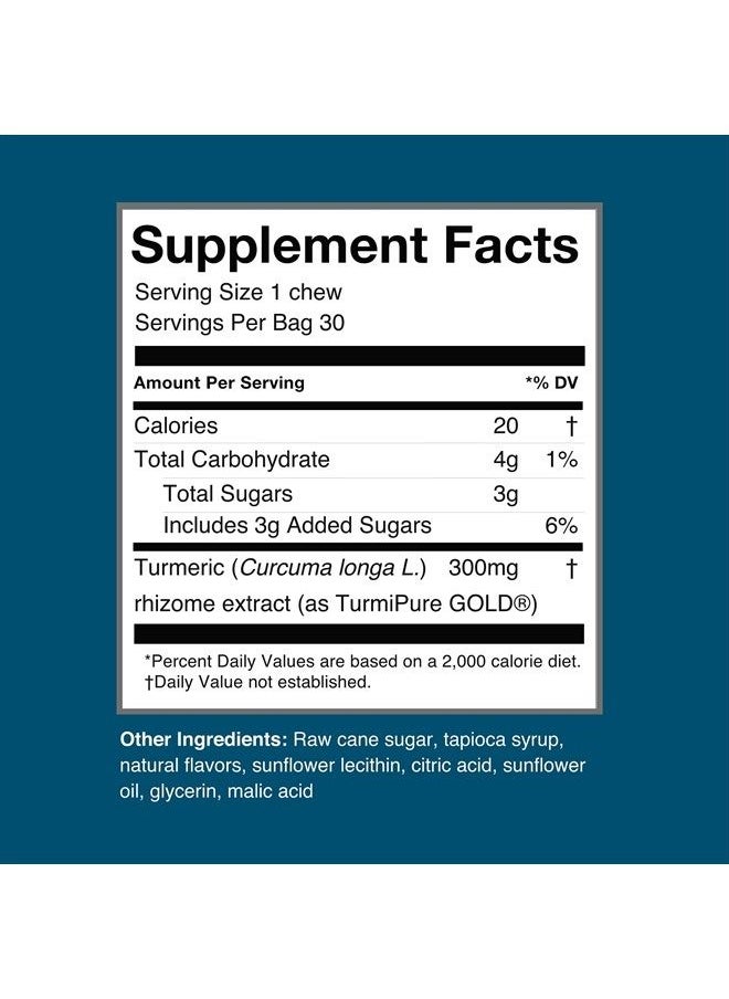 Turmeric Curcumin Chews Supplement – High Absorption Turmeric - Orange Citrus Flavor – from The Makers of SuperBeets, Joint Health, 30 Count