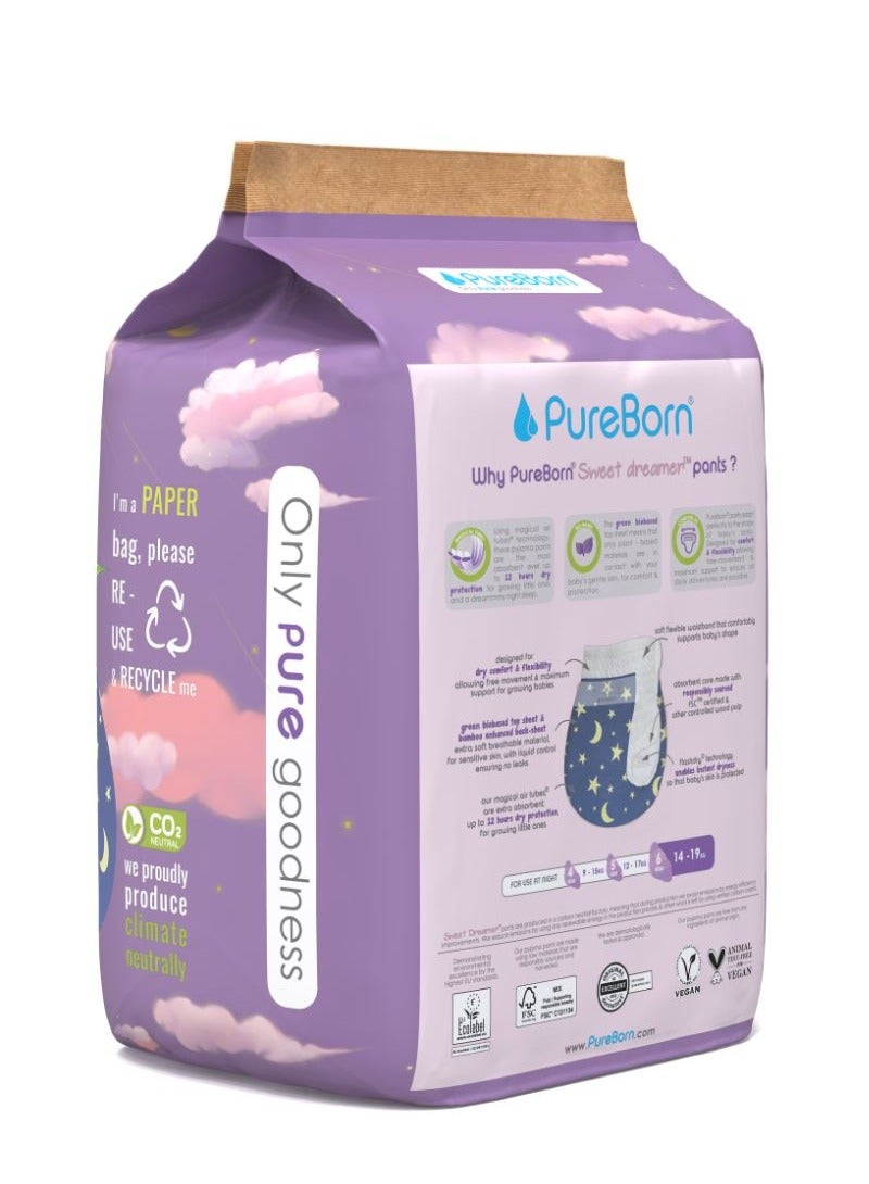 PureBorn Natural Bio-Based Baby Night Training Pyjama Pants Size 6 Star Print 18 Pants - Image 4