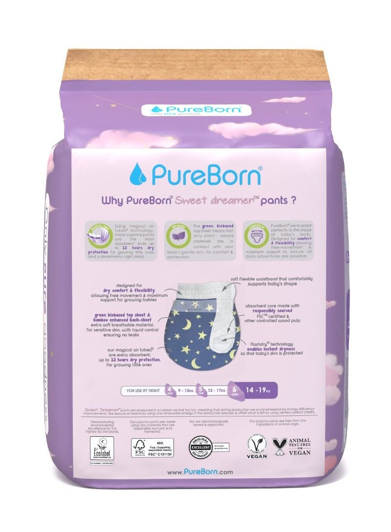 PureBorn Natural Bio-Based Baby Night Training Pyjama Pants Size 6 Star Print 18 Pants - Image 2