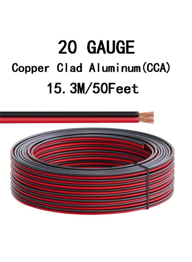 20AWG 602.36 Inch Red Black Copper Clad Aluminum Hookup Wire For Car Audio LED - Image 1