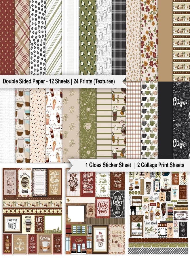Inkdotpot Coffee Theme Collection Double,Sided Scrapbook Paper Kit Cardstock 12"x12" Card Making Paper Pack of with Sticker Sheet - 16 Pages - Multicolor - Image 2