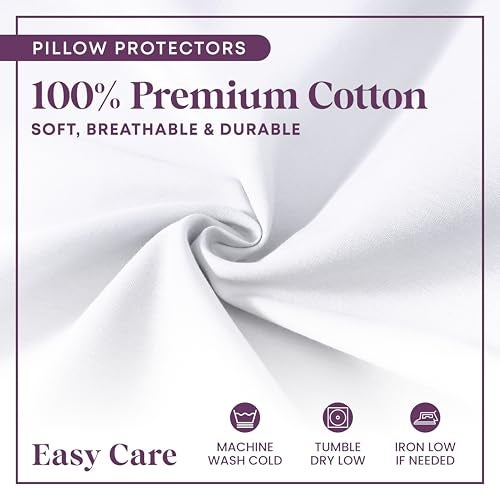 CirclesHome Pillow Protectors 2 Pack Queen Zippered - 100% Cotton Breathable Pillowcases - Protects Pillows from Dirt, Dust and Debri (Queen- Set of 2 - 20x30) - Image 4