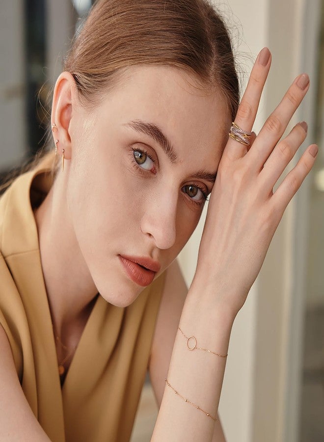 ليلي آند وايت خواتم ليلي آند وايت ثنائية اللون من الفضة والذهب للنساء، خواتم متشابكة بتصميم متقاطع، خواتم مميزة من الذهب والفضة، مجوهرات 7 - Image 2