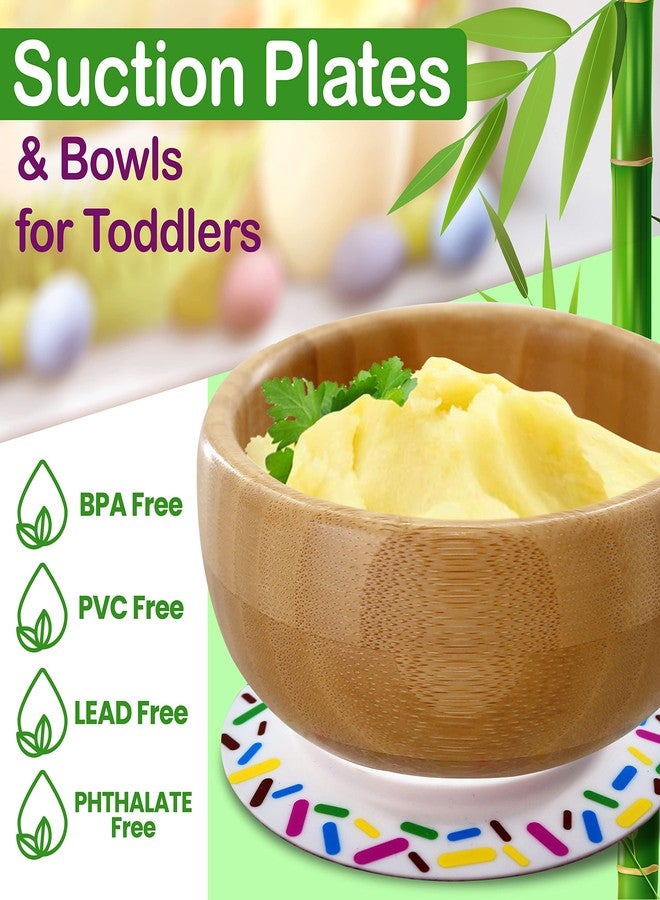 NutriChef Bamboo Baby Feeding Bowl - Wooden Infant Toddler Dish and Spoon Set w/Silicone Suction Base for Stay Put Eating, For Children Aged 4-72 Months (Sparkle) - Image 3