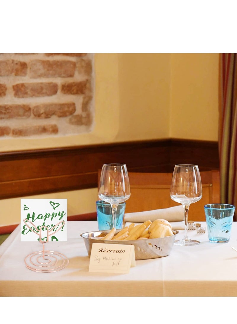 10 قطع حامل صور مصغر لتحديد أماكن الطاولة على شكل زهرة توليب، حاملات قائمة الطعام وملاحظات للمنزل وحفلات الزفاف، أرقام طاولة الزفاف، زينة مركز الطاولة (ذهبي وردي) - Image 2