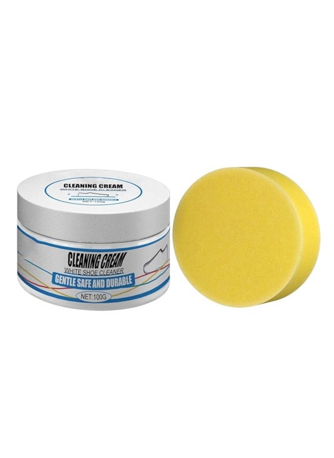 Yameem - Yameem white shoe cleaning cream and sponge, Shoe cleaning kit, Shoe Whitener, Multifunctional Shoe Cleaning Cream (100g) - Image 1