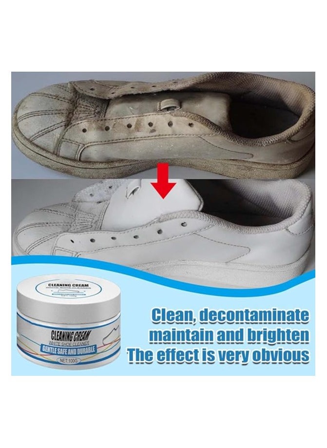 Yameem - Yameem white shoe cleaning cream and sponge, Shoe cleaning kit, Shoe Whitener, Multifunctional Shoe Cleaning Cream (100g) - Image 1