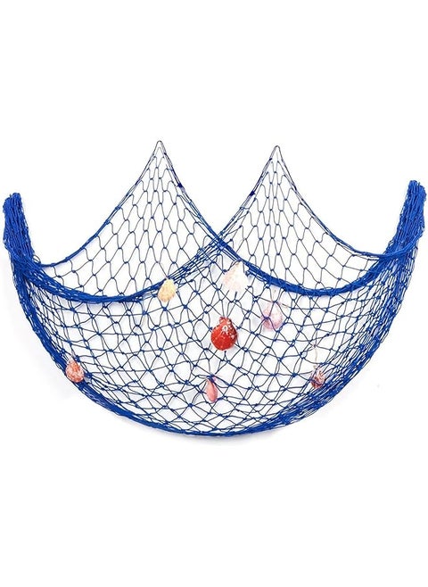 Fishing Net Decoration With Shells 150X200Cm Decorative Fishing Net Nautical Wall Hanging Fish Nets Decor Netting For Wall Frame Photo Blue