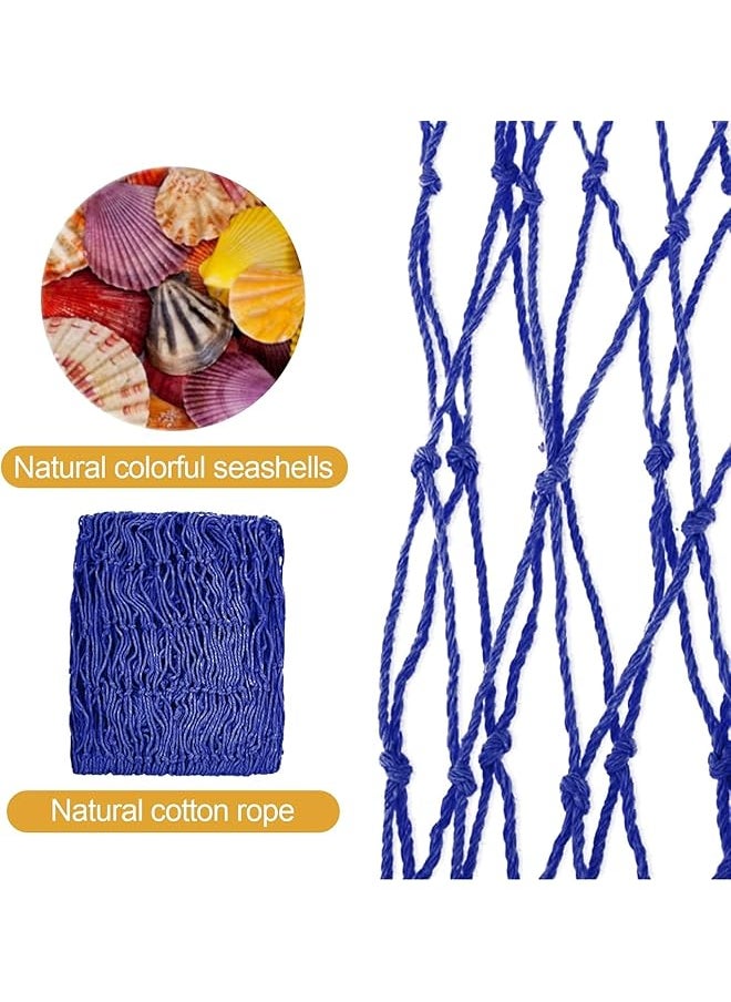 erorex - Fishing Net Decoration With Shells 150X200Cm Decorative Fishing Net Nautical Wall Hanging Fish Nets Decor Netting For Wall Frame Photo Blue - Image 1