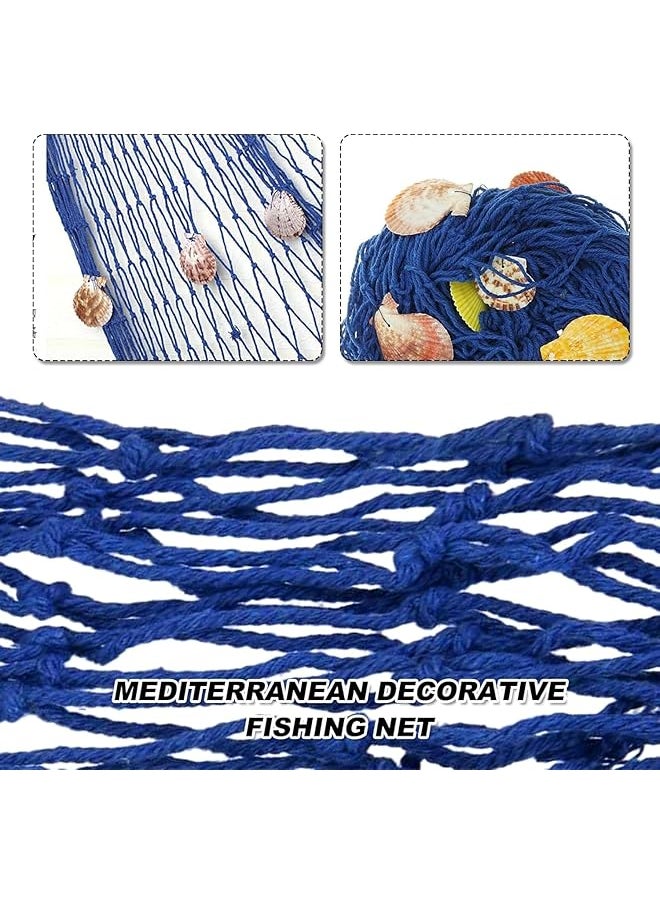 erorex - Fishing Net Decoration With Shells 150X200Cm Decorative Fishing Net Nautical Wall Hanging Fish Nets Decor Netting For Wall Frame Photo Blue - Image 1