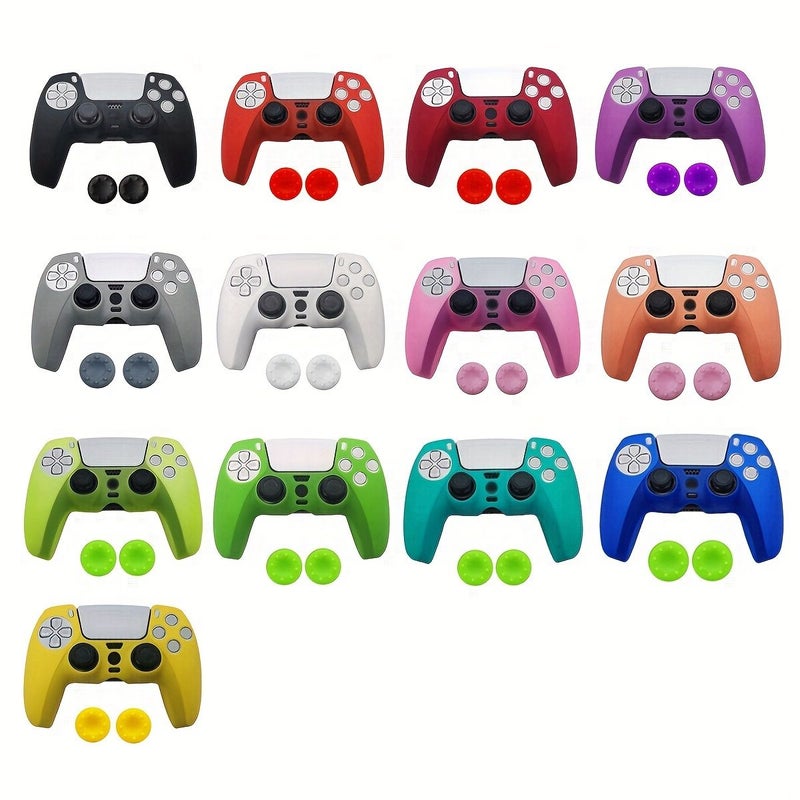 مقابض تحكم PS5 مع أغطية عصا التحكم الأرجواني والأحمر، قطعتان، مضادة للانزلاق ومقاومة للخدوش، تعزز التحكم في الألعاب - Image 1