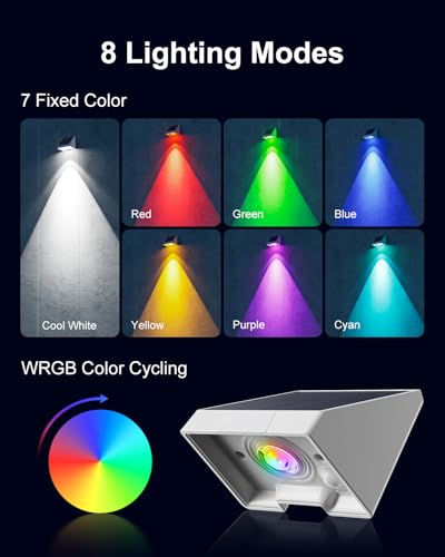 GVSHINE 12 Pack Color Changing Solar Powered Fence Lights Outdoor Landscape LED Waterproof Yard Lighting for Outside Wall Deck House Patio Railing Porch Step 8 Colores Easy Installation White Shell - Image 3