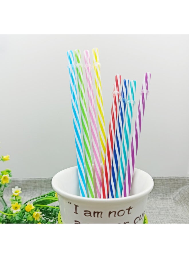 Colorful Pp Plastic Straws Ring Screw Thread Design Hardened Drinking Straws For Beverages-Color:230mm Yellow Thread  - Image 4