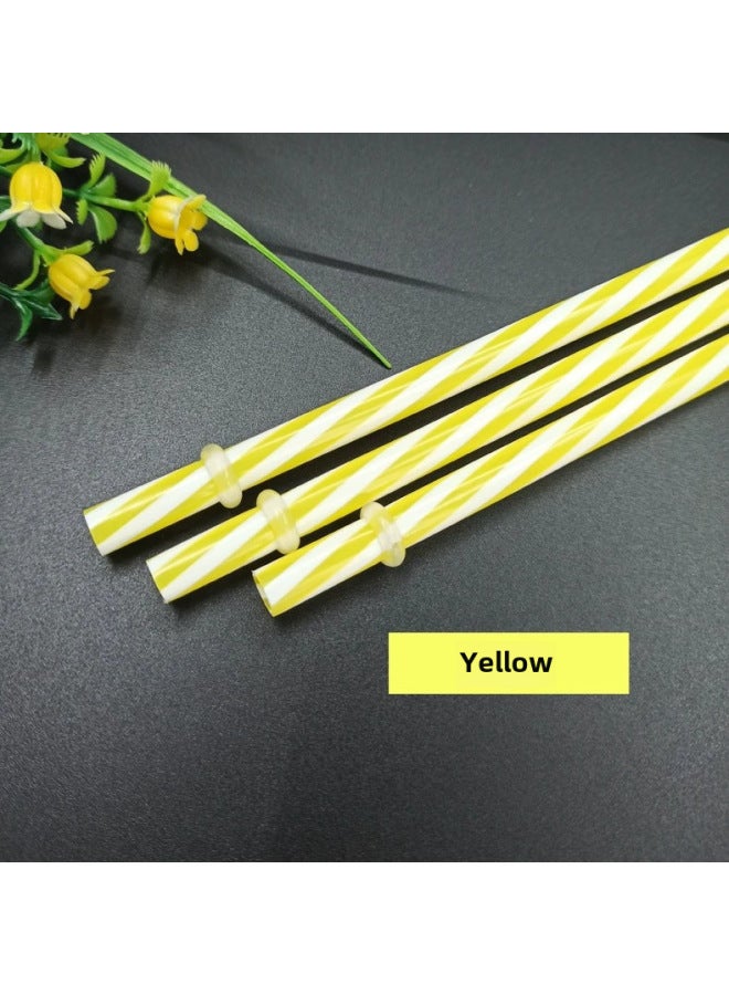 Colorful Pp Plastic Straws Ring Screw Thread Design Hardened Drinking Straws For Beverages-Color:230mm Yellow Thread  - Image 1