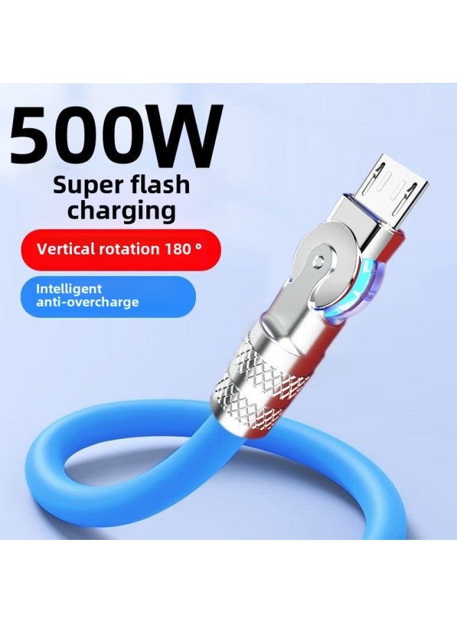 USB Cable Android Rotating With Light 500W Flash Charging Data Cable Bold Fast Charging For Huawei OPPO Glory-Color:010w Direct Plug Matte Plastic Head [ordinary White] Android Ladder - 2.05m Special Grade Copper Core - Durable And Will Not Damage The Machine  - Image 3