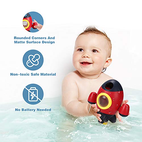 Elovien Bath Toys Space Rocket Bath Toys for Toddlers 13 Spray Water Baby Bathroom Toys with Rotating Fountain Shower Bathtub Toys for Toddlers Aged 18 Months 2 3 4 5 Years Old Kids Boys Girls - Image 5