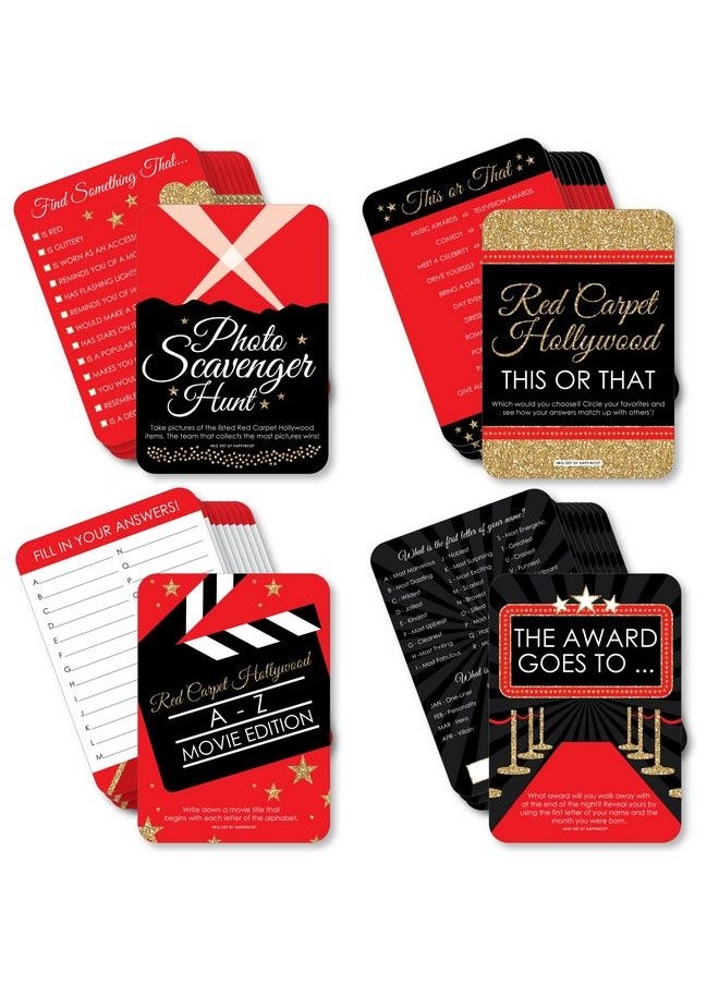 Big Dot of Happiness Red Carpet Hollywood 4 Movie Night Party Games 10 Cards Each Gamerific Bundle  - Image 2