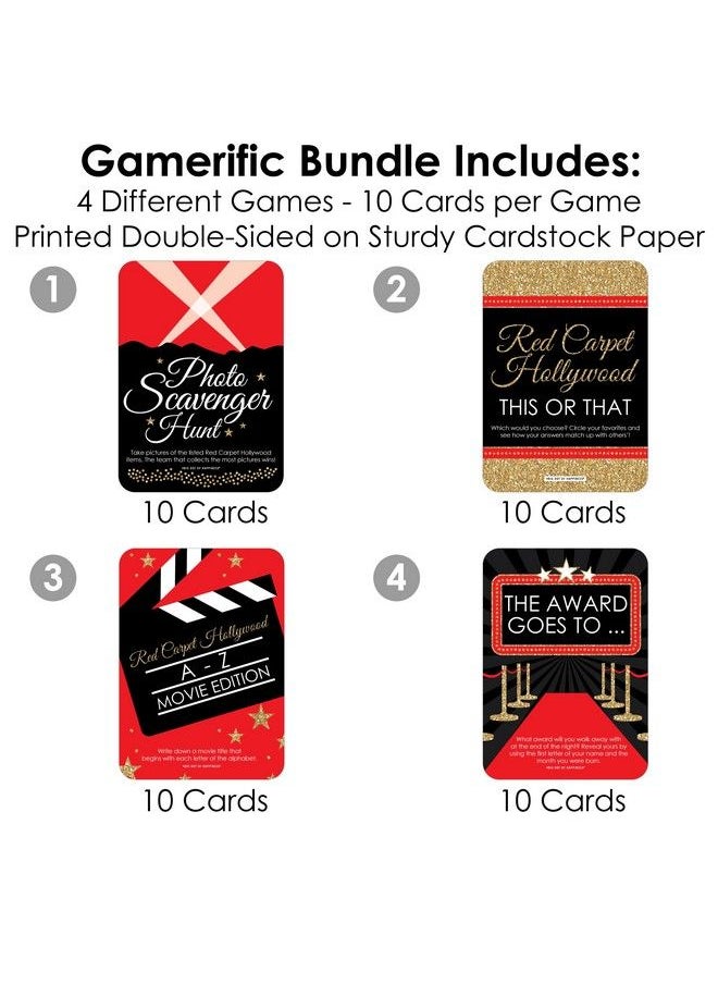 Big Dot of Happiness Red Carpet Hollywood 4 Movie Night Party Games 10 Cards Each Gamerific Bundle  - Image 4