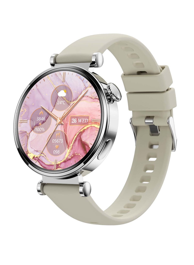 GULFLINK 2024 New Ladies Watch Smart Amoled Screen IP68 Waterproof GT4 Mini Women Smart Watch- Silver - Image 1