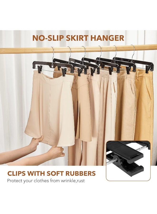 HOUSE DAY Pants Hangers 12 Pack Skirt Hangers with Clips 14 Inch Plastic Pants Hangers 360-Rotating Stainless Steel Clips, Hangers with Adjustable Clips, Hangers for Pants, Skirts, Jeans, Slacks (Black) - Image 4