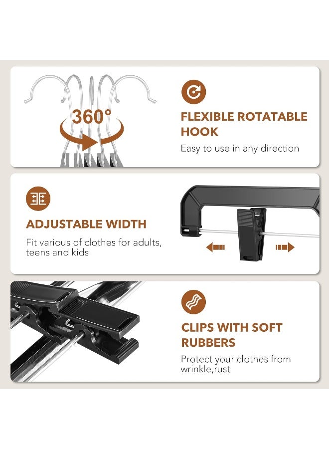 HOUSE DAY Pants Hangers 12 Pack Skirt Hangers with Clips 14 Inch Plastic Pants Hangers 360-Rotating Stainless Steel Clips, Hangers with Adjustable Clips, Hangers for Pants, Skirts, Jeans, Slacks (Black) - Image 5