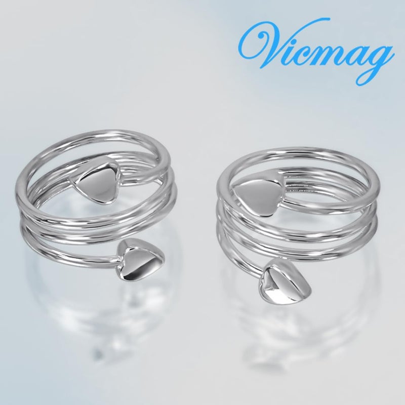 Vicmag Copper Magnetic Ring for Women Ring Ladies Fingers Thumb 99.9% Solid Pure Copper Gift 2PCS Adjustable (Silver Heart) - Image 4