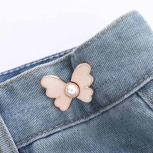 Gopendra Adjustable Buttons for Loose Jeans Pant Tightener Clip, Detachable Waist Tightener for Loose Jeans Jeans Fitting Clips for Women, No Sew and No Tools Detachable Decorative Waist Tightener Clips, Buttons for Jeans (off-white, Pack of 1) - Image 1