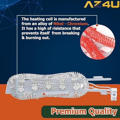 AZ4U Dryer Heating Element Replace For Whirlpool WED9400SW2 WED70HEBW0 WED7300XW0 WED8300SW0 WED9150WW1 WED9550WW1 WED9200SQ1 WED7800XW0 WED9500TW3 WED9200SQ0 WED8300SW1 WED9050XW1 WED9750WL0 W/Thermostat - Image 4