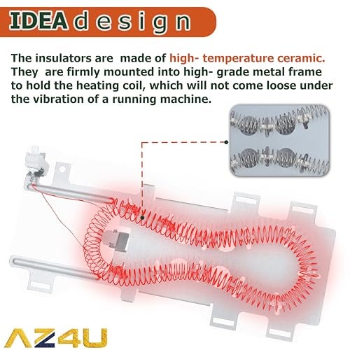 AZ4U Dryer Heating Element Replace For Whirlpool WED9400SW2 WED70HEBW0 WED7300XW0 WED8300SW0 WED9150WW1 WED9550WW1 WED9200SQ1 WED7800XW0 WED9500TW3 WED9200SQ0 WED8300SW1 WED9050XW1 WED9750WL0 W/Thermostat - Image 3