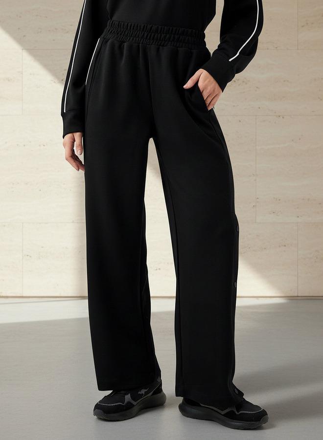 Active Women Regular Fit Joggers with Button Detail - Image 1