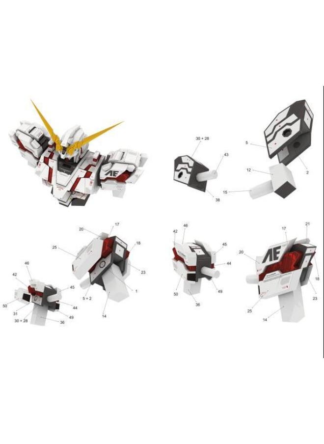 Generic - Full Body RX-0 Gundam Unicorn Gundam Paper Model Handmade DIY Student-Color:English Instruction - Image 1