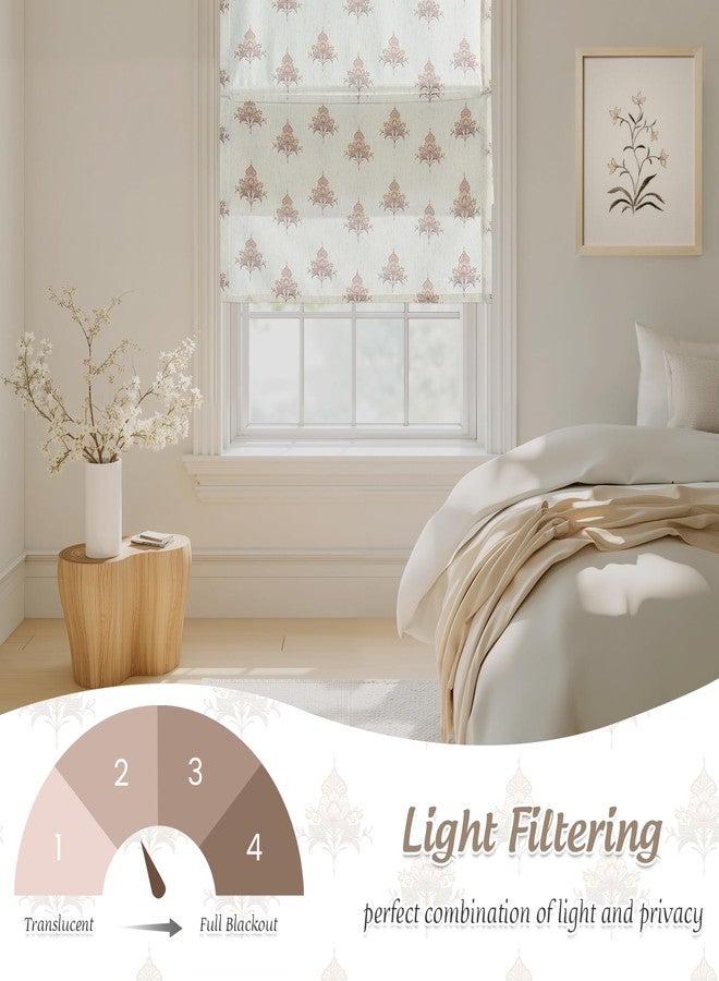 StangH Cordless Floral Roman Shades for Windows, Magnetic Linen Textured Light Filtering Blind Vintage Elegant Print Window Covering for Bedroom Living Room, W 30 x L 64, 1 Panel - Image 5