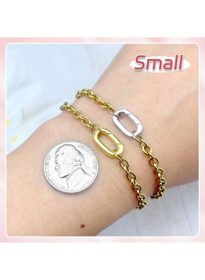 Ofiuny 10Pcs 18K Gold Filled Oval Clasp Carabiner Necklace Clasps and Closures Spring Ring Clasp Pearl Necklace Enhancer Connector for Jewelry Finding Necklace Bracelet Making - Image 5