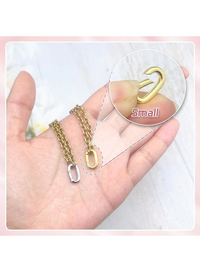 Ofiuny 10Pcs 18K Gold Filled Oval Clasp Carabiner Necklace Clasps and Closures Spring Ring Clasp Pearl Necklace Enhancer Connector for Jewelry Finding Necklace Bracelet Making - Image 4
