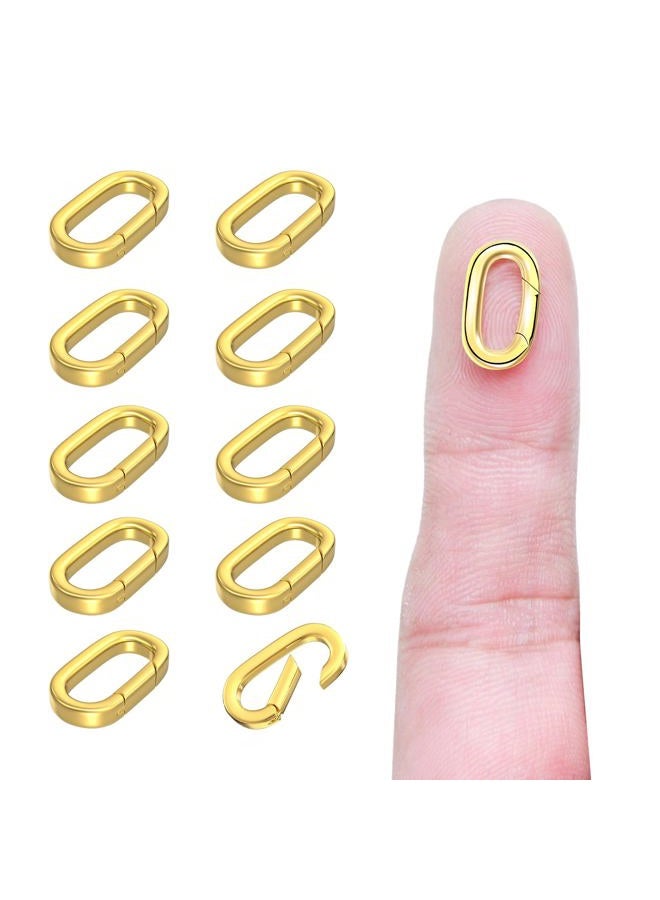 Ofiuny 10Pcs 18K Gold Filled Oval Clasp Carabiner Necklace Clasps and Closures Spring Ring Clasp Pearl Necklace Enhancer Connector for Jewelry Finding Necklace Bracelet Making - Image 1