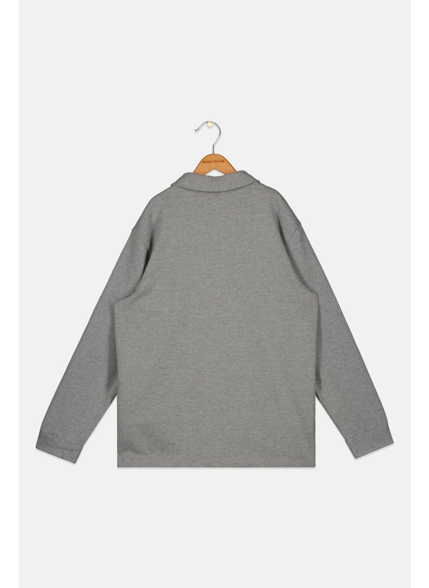 The Commons Kids Boy Plain Shirt Jacket, Grey  - Image 2