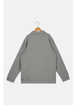 The Commons Kids Boy Plain Shirt Jacket, Grey  - Image 2
