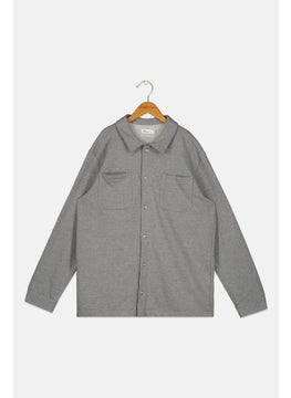 The Commons Kids Boy Plain Shirt Jacket, Grey  - Image 1