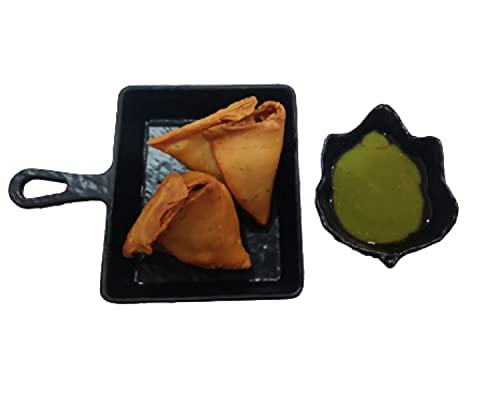 DECOR VIBES 2 Melamine Small Pan Platter Set with 1 Chutney Dip Bowl for Snacks and Sweets, Plates/Tray for Party and Daily use Serving Platter, Unbreakable (Matt Black, 3 PCS) - Image 4