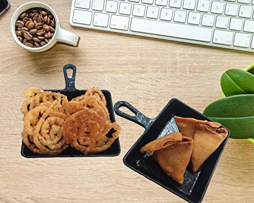 DECOR VIBES 2 Melamine Small Pan Platter Set with 1 Chutney Dip Bowl for Snacks and Sweets, Plates/Tray for Party and Daily use Serving Platter, Unbreakable (Matt Black, 3 PCS) - Image 5