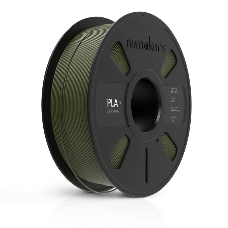 NUMAKERS PLA+ 3D Printer Filament, 1.75mm, Dimensional Accuracy +/- 0.03 mm, 1 kg Spool (2.2 lbs), Compatible with Most FDM Printers (Army Green) - Image 4